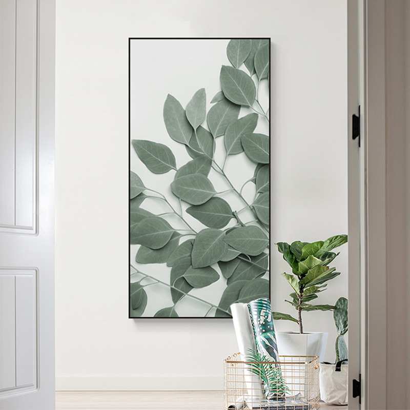 枝繁叶茂 北欧风格绿植玄关装饰画走廊过道竖版壁画龟背竹挂画