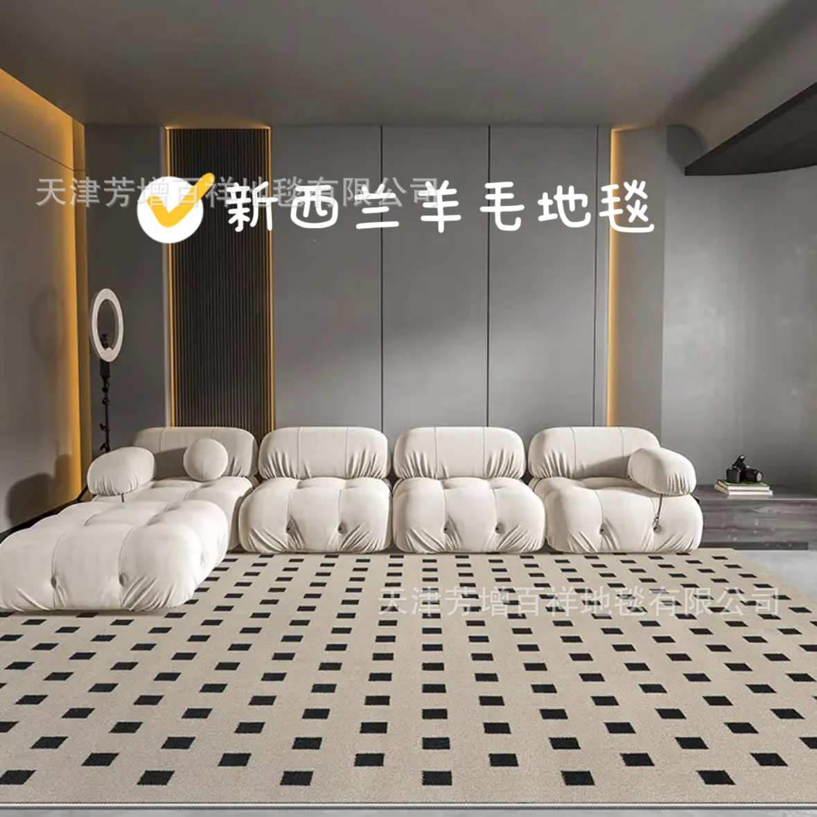 黑石公寓新西兰羊毛地毯客厅轻奢高级沙发茶几毯卧室床前毯地垫