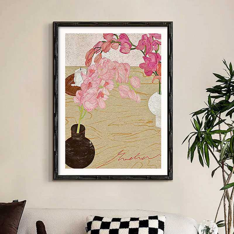 《瓶花》新中式禅意客厅装饰画复古中古风百合花卉餐厅餐边柜摆画,3C数码配件,摄像机配件,淘宝优惠券,粉丝福利购,淘宝优惠卷