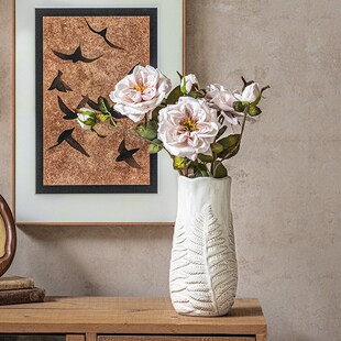 巷子尾插把大葱都好看复古浮雕陶瓷花瓶轻奢玄关装 饰摆件花器