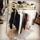 女服装 双排中岛货架店铺中间简约双杠展示架金色 店展示架落地式