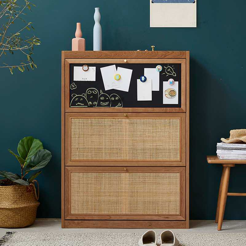 北欧实木鞋柜家用门口进门 翻斗木质柜子 酒店公寓藤编休闲收纳柜,3C数码配件,摄像机配件,淘宝优惠券,粉丝福利购,淘宝优惠卷