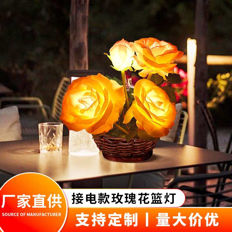 户外公园接电款玫瑰花篮灯庭院别墅情人节礼物玫瑰花灯玫瑰led灯