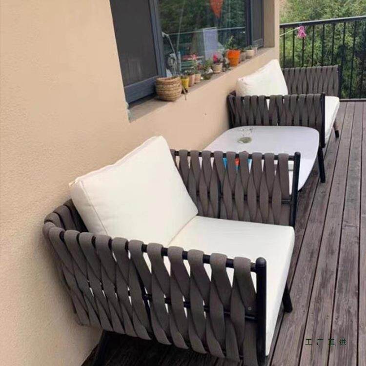 外藤椅庭沙发室院外户休闲客单厅人沙985发露天花园茶几组合藤编