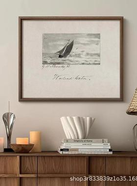 中古风黑白素描艺术挂画AXC105法式复古玄画关斗柜客组合2装饰20