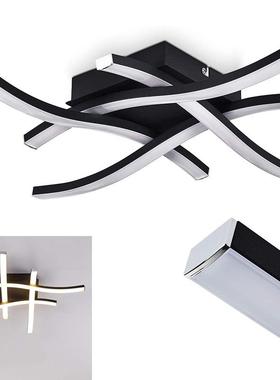 黑色ED四叉波浪吸顶灯厅L灯条形卧室天花简灯约家客居灯具99270灯