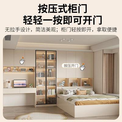 榻榻米床柜书一体FQE衣柜小户型儿童桌书床架床衣间实木组合帽储