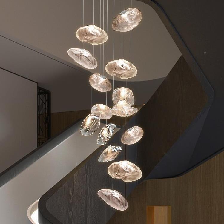 设师玻璃云朵复式楼计墅客厅售别楼部楼梯灯间长吊灯饭店707餐厅