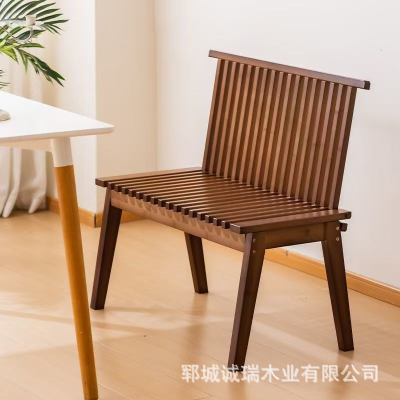 中古风老榆木板凳餐厅连排靠背椅实木沙发钢琴键折叠长条凳长条椅