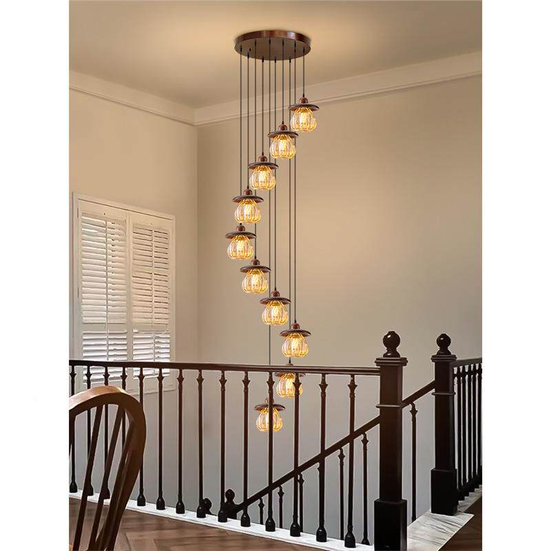 中古风梯美吊6002灯lo楼大ft复式式复古客厅吊灯楼梯间别墅挑空法