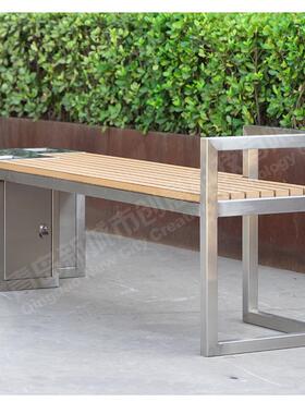 不钢座椅公BZY-35-0园椅休户外长椅广锈场商场椅子烟灰灭缸烟桶息