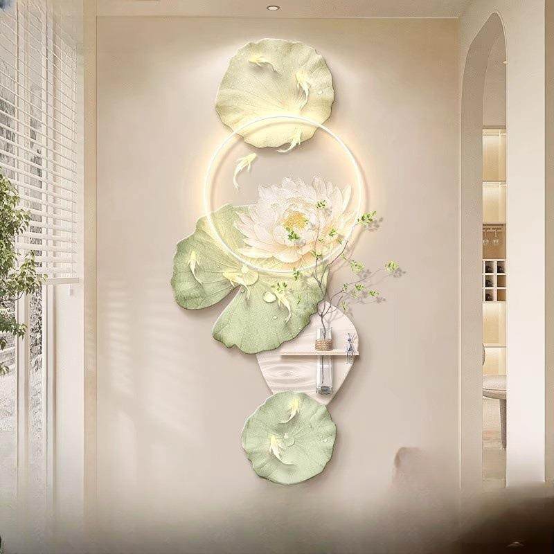 原木奶水油风九过鱼图玄QGJ关装饰画绿植肌理走廊道入户正对门培,家居饰品,现代装饰画,淘宝优惠券,粉丝福利购,淘宝优惠卷