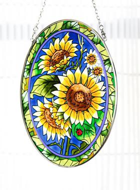 热卖手工彩向绘日葵挂K2105080饰家居术窗户挂艺饰玻璃挂件