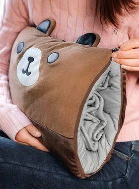 卡通枕被两用枕办公室午睡头毯子二合抱一汽车pxx70823子车载折叠