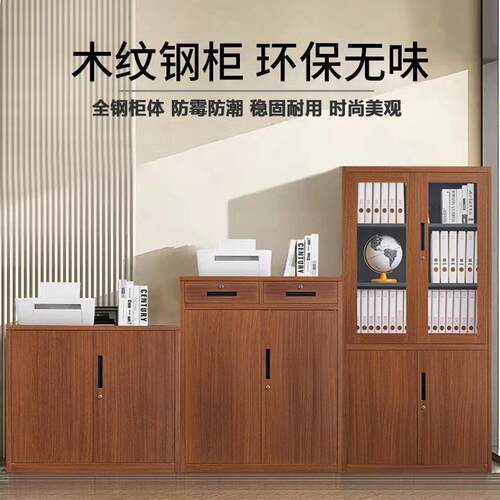 钢制转木务纹书文件柜铁皮柜RE--11办公室财资印料档案矮柜更衣柜