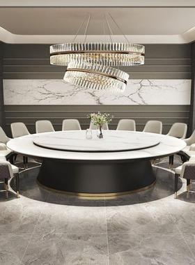 酒店板家庭电动餐岩圆桌饭店桌CPY餐厅圆形轻磁奢电炉桌可旋转