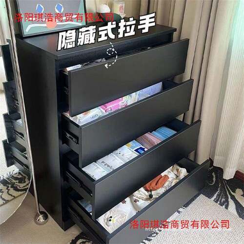 黑色斗柜用卧室床储柜意式家轻奢物客厅靠尾VPX墙收纳柜