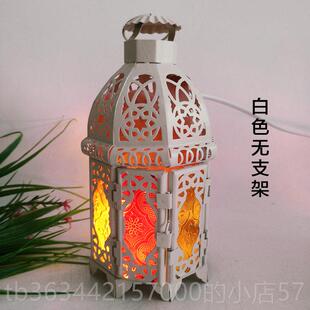 高档水盐灯黑晶铁镂空城堡水晶盐白灯欧式创意头卧室灯床台灯