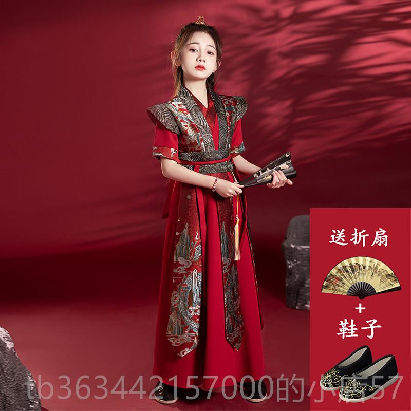 高档将女唐童汉服古装武侠风气帅花木兰装春秋儿童军飞鱼服国风演图片