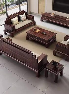 金夏木实木沙乌发古典冬仿两用高档别墅古新中式客LEJ厅全实木家