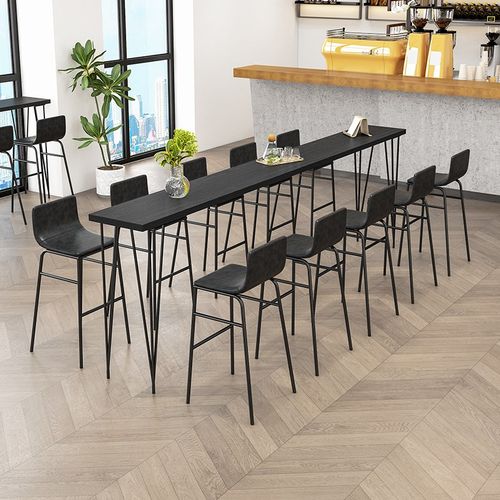 实木吧台桌家用阳台长条靠窗窄桌子奶茶店高脚桌商用酒吧台桌椅