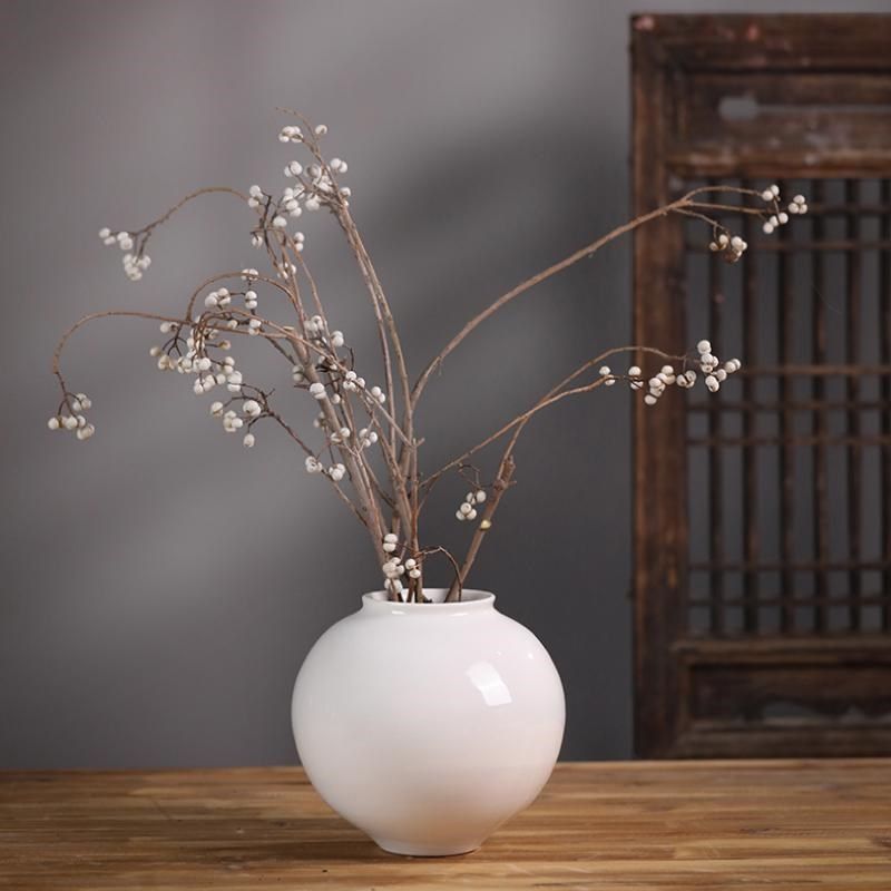 现代简约新中式陶瓷花瓶白色月亮罐插花摆件干花花器客厅家居装饰,家居饰品,花瓶,淘宝优惠券,粉丝福利购,淘宝优惠卷