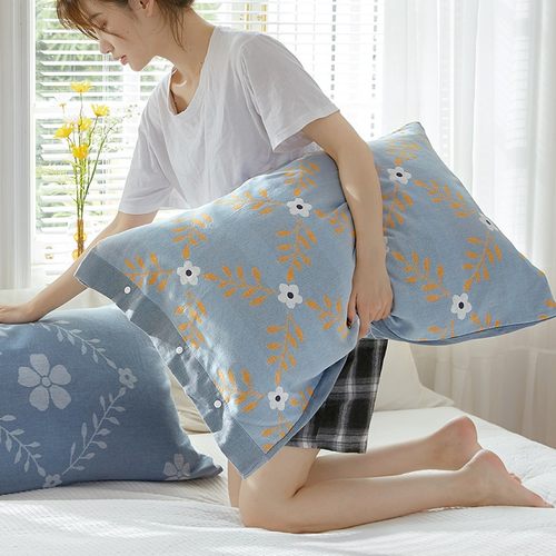 枕套一对装纯棉单个高端全棉纱布乳胶枕头套男女大人48cmx74cm