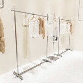 中岛挂衣架高档衣服货架 店展示架落地式 服装 店陈列道具不锈钢女装