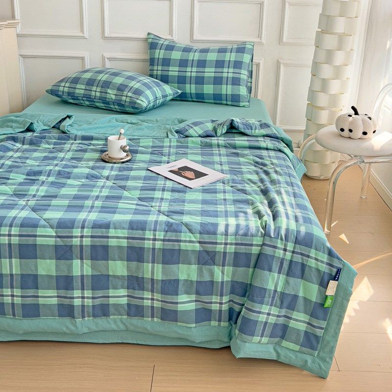 A类全棉薄款被子夏被纯棉夏季夏凉被空调被四件套绿色可机洗水洗,床上用品,化纤被,淘宝优惠券,粉丝福利购,淘宝优惠卷