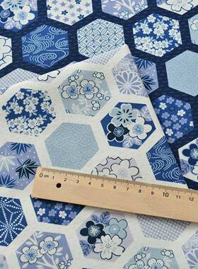 纯棉布料手工di装蓝底y染全棉面料家居茶69803艺服中印国风格青花