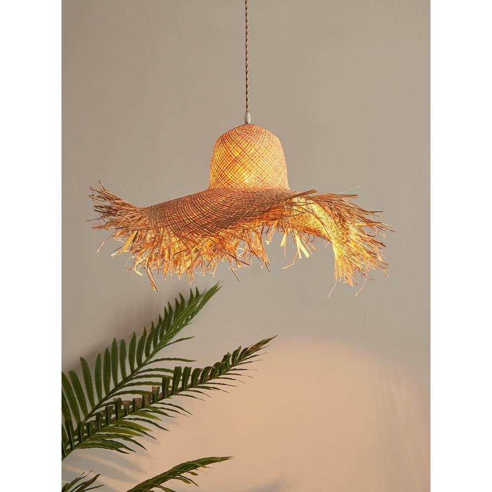 藤日式厅灯简约草帽复古民宿餐厅拉菲草草藤编工灯手编织客酒店服,家装灯饰光源,智能吊灯,淘宝优惠券,粉丝福利购,淘宝优惠卷