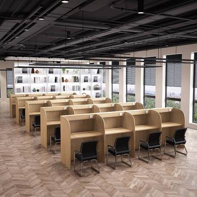 自习室习学桌电脑桌椅组断合封闭沉浸式隔习书桌子自修桌学985生