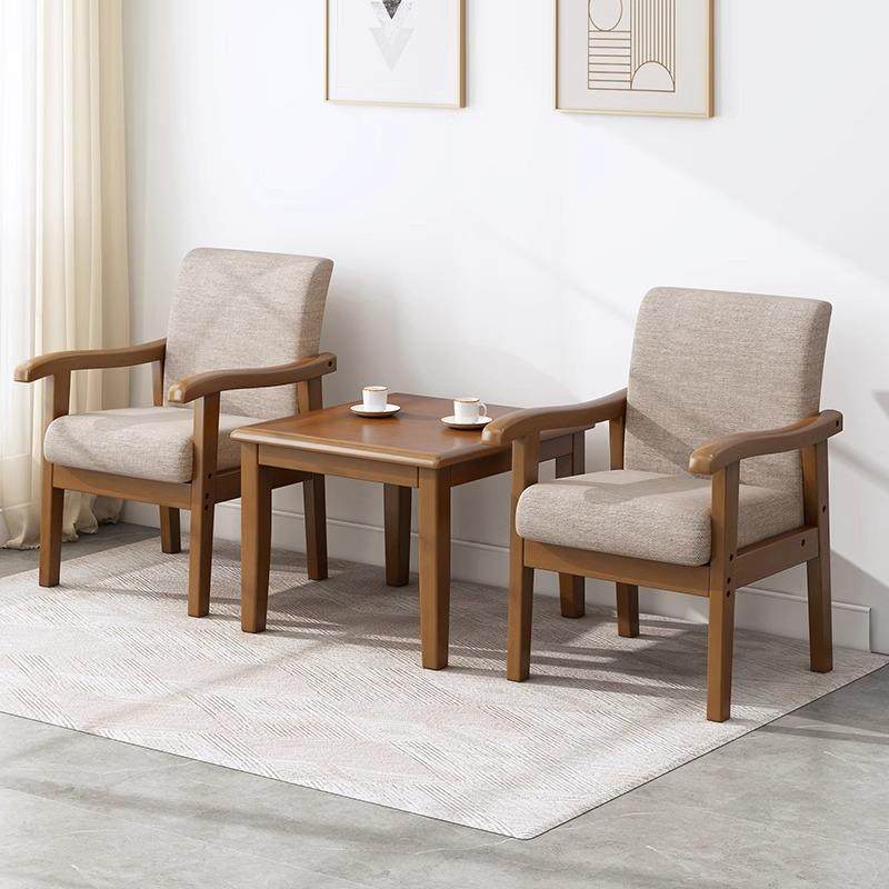 阳台小茶桌喝椅茶接洽椅谈休闲一待桌二GIT组合中式实木茶几子三