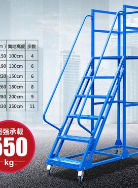 万特仓库登隆高梯梯可移动平台FII带轮注车塑机上料登高架取货包