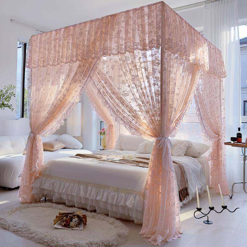 主法蕾丝蚊帐0家用落地宫廷三开门式公风加厚卧室防3r8cJYjR蚊床