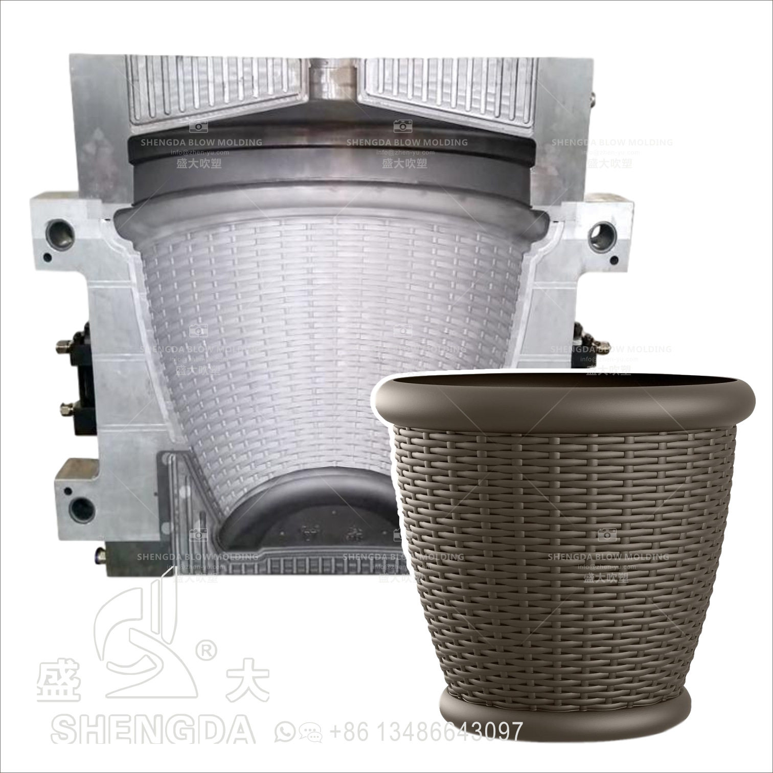 吹塑模具开发花盆垃圾桶化工桶