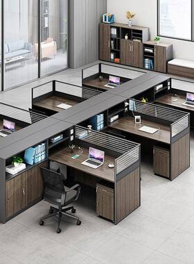 职员桌办公屏员工桌四人位4人6公室简约财务桌加厚办风桌椅组DYW