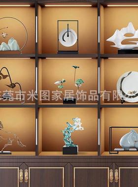 中式家新居摆设样板房软装饰5632品高端茶室间厅酒柜玄关博客古架