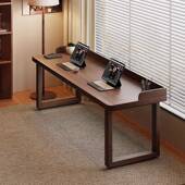 脑全实桌木EGC人书挡板台式 电办双公桌长条电竟床边桌子家用学习