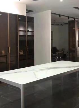 利意会大拉美娜岩板餐QOB桌议桌铝合金长方形现代意式德利岩板丰