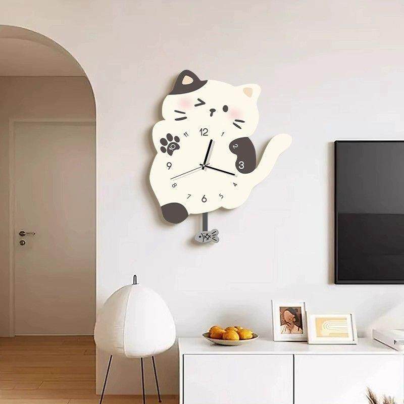 奶油小猫挂钟客厅202通5新款家风NP83sEWx用餐厅钟表装饰时画卡创,家居饰品,挂钟,淘宝优惠券,粉丝福利购,淘宝优惠卷