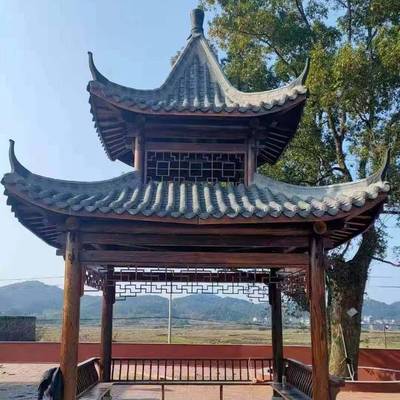 户外双层庭凉亭仿亭古古凉AEH建凉亭防腐木重檐院水榭小青瓦亭