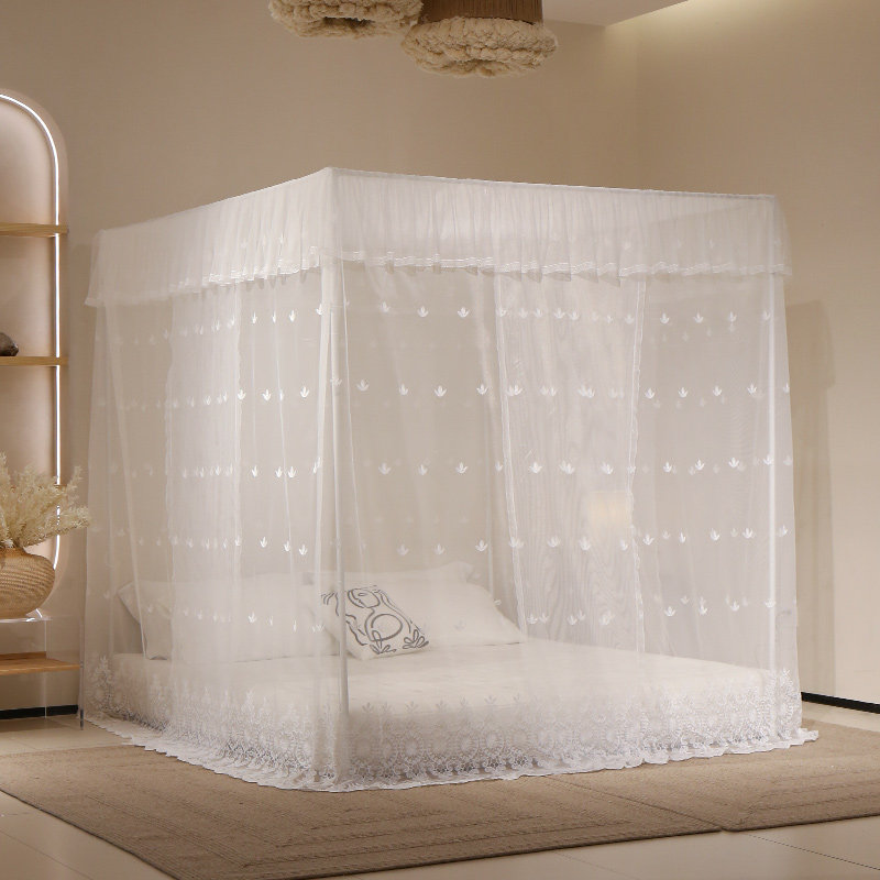 落地蚊帐家用2023新款高级法式刺绣公主风卧室大空间三开门纹账,床上用品,蚊帐,淘宝优惠券,粉丝福利购,淘宝优惠卷