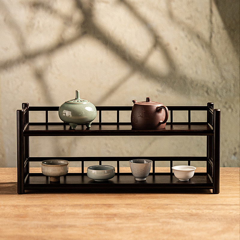 茶道茶杯架茶台壶架子茶室紫砂壶盖碗收纳摆件置物架中式双层茶棚