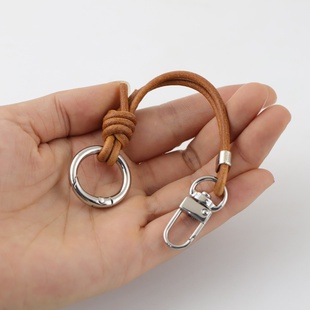 情侣手工编织皮绳汽车钥匙扣双头金属扣头防丢挂饰腰挂绳包包挂件