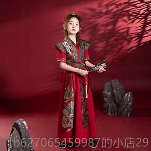 演出服古装 儿童中国风英姿飒爽花兰侠客款 新木袖 高档原创夏短薄款