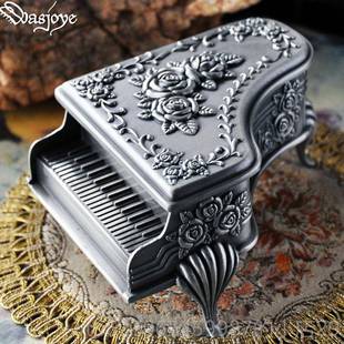 高档欧Was公joy盒e钢琴复古式 韩国主首饰绒布饰品收纳盒珠宝盒戒