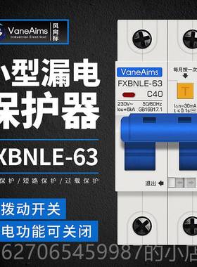 正品小型电保气护器漏2P63A32a空家开关断路器DZ47电闸用两位空开