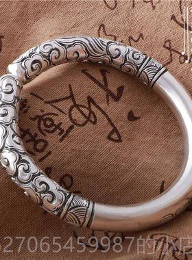 高档齐天侣大圣紧金箍咒情定海神针纯银如意箍棒手镯999足银手男