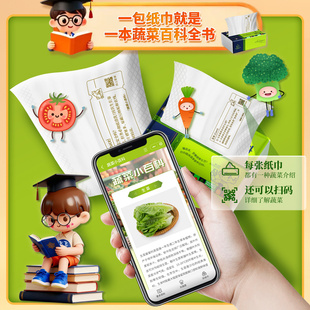 飞花令【蔬菜百科知识】纸巾书4层加厚柔软亲肤原生木浆创意抽纸
